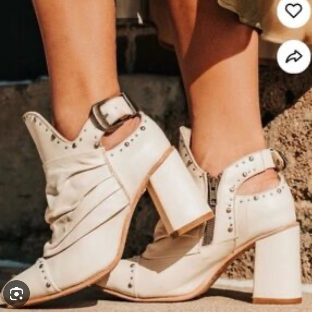 Freebird Ivory Studded Heeled Boots